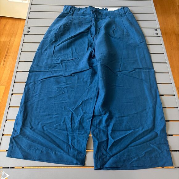 Chico's 2 Piece Suit Womens M Blue Short Sleeve Notch Lapel Slit Button NEW - Picture 4 of 10